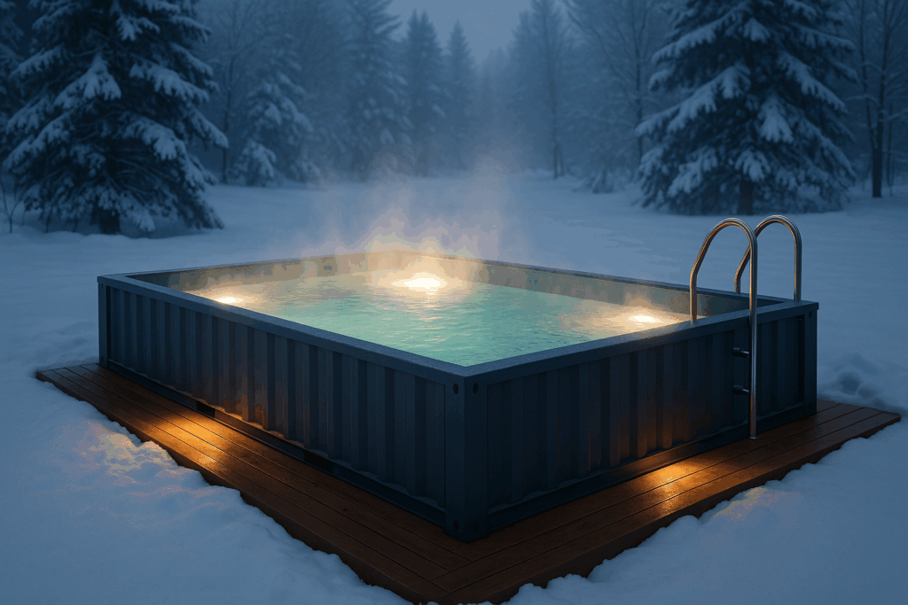 контейнерный бассейн зимой